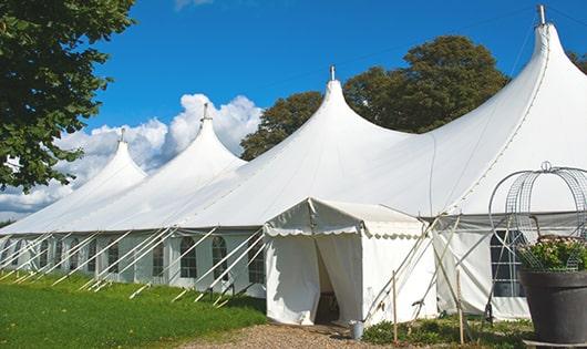 portable restrooms situated at a sports tournament, allowing players and spectators to stay refreshed and clean during breaks in Cottage Hills